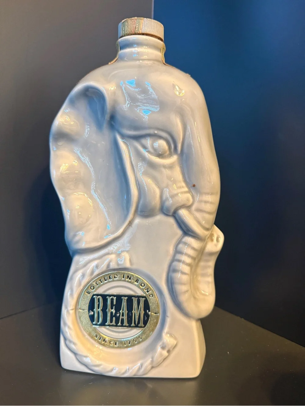 Vintage 1956 Jim Beam Elephant Decanter Original Tax Stamp